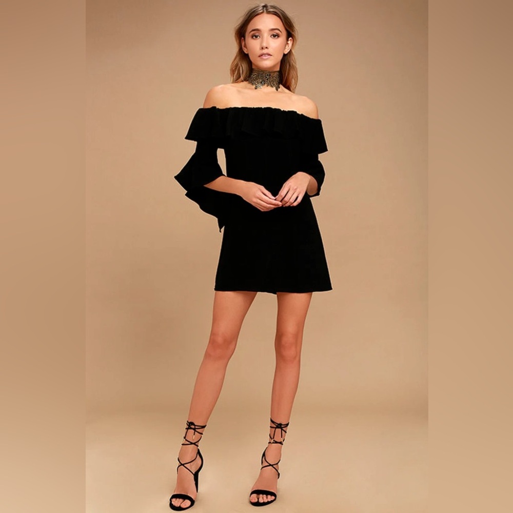 Lulu's Classic Black Off-Shoulder Dress